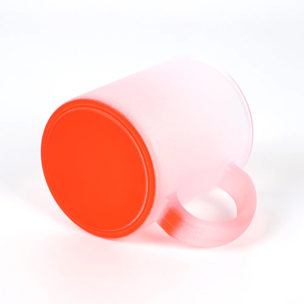 USA Warehouse 11oz Clear Travel Coffee Mug Gradient Colors 11oz Sublimation Frosted Glass Beer Mug Cup With Handle