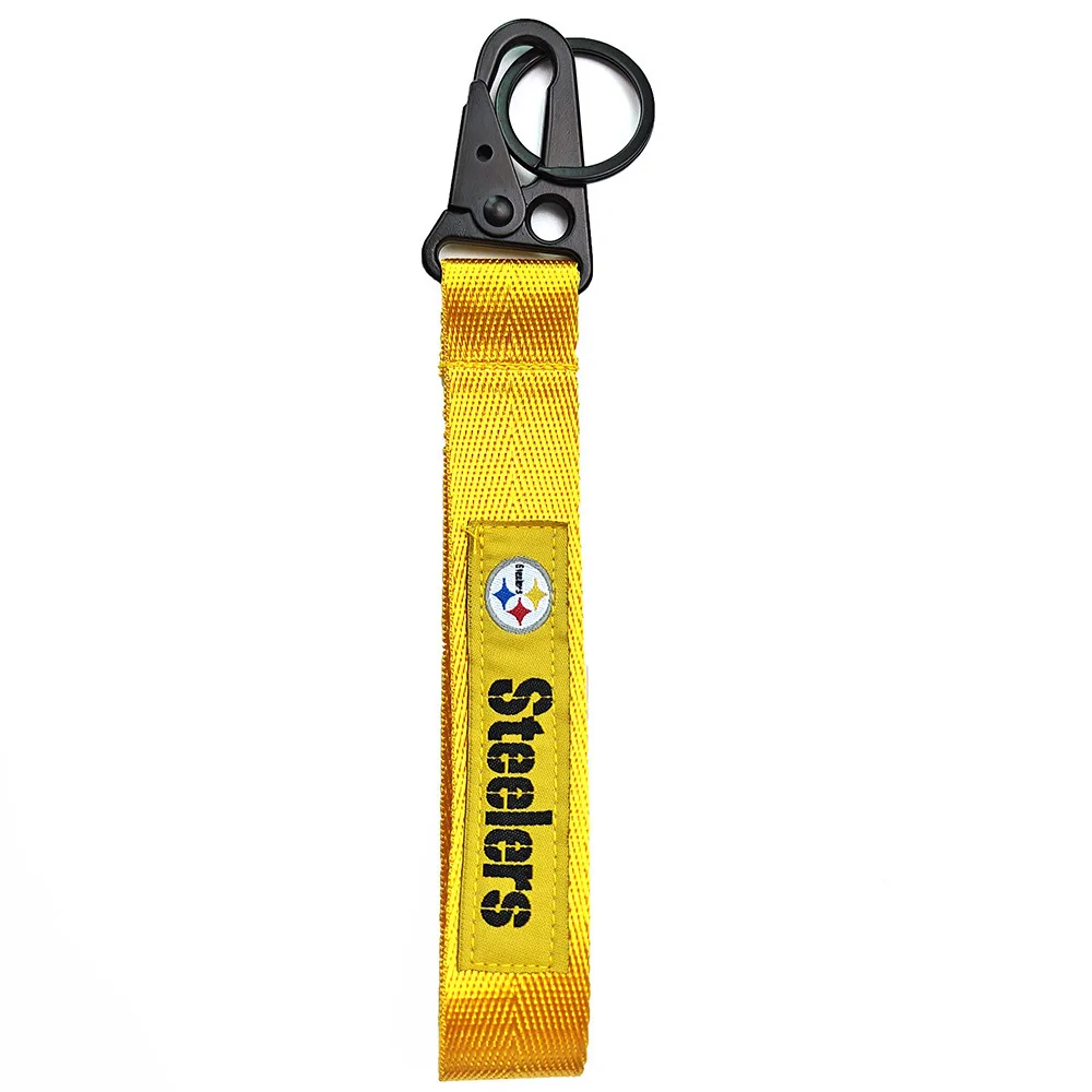 Wholesale USA NF Rugby Football Team Club Wrist Strap Keychain Car Embroidery Cloth Strip Fabric Weaving Lanyard Keyring