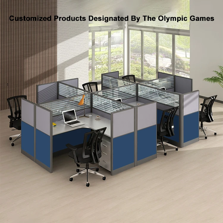 4 Workstation Cubicle Modern Coworking Table Call Center Office Cubicles Modular Office Desks