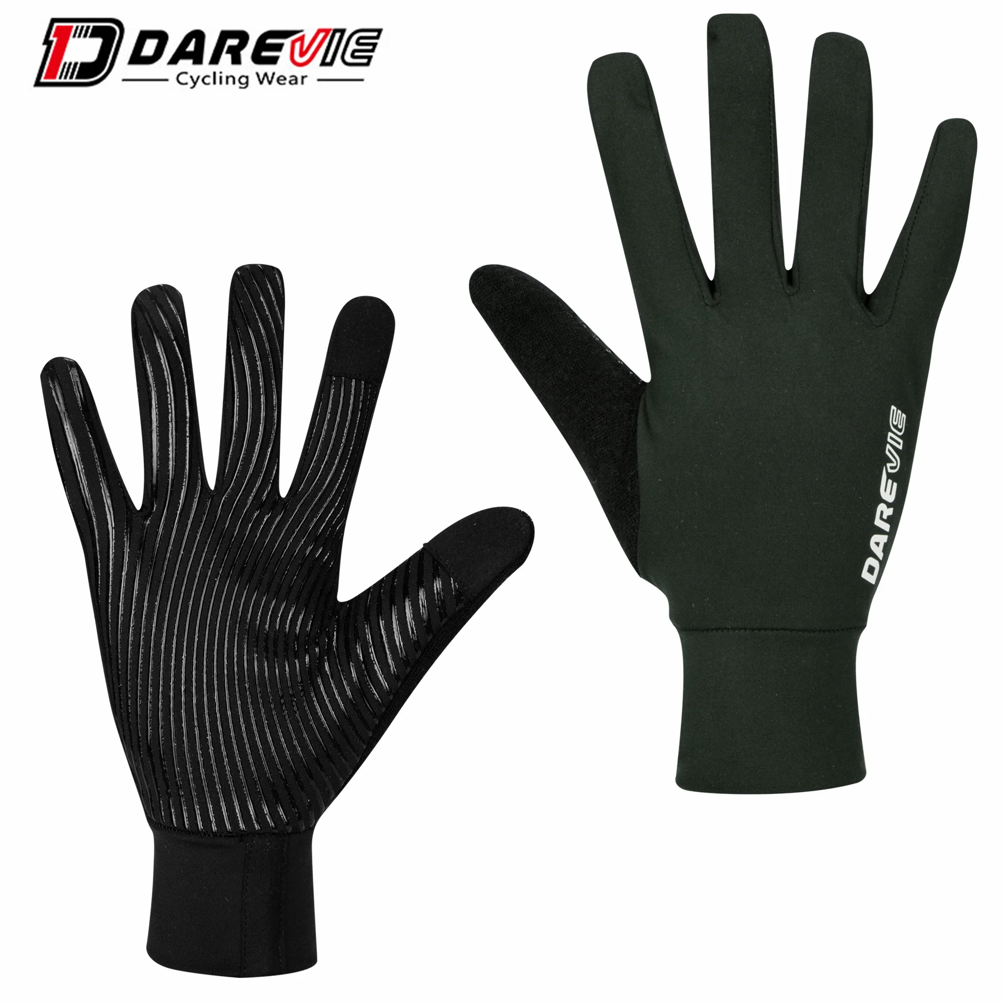 Darevie Fashion Men Thermal Biker Fleece Riding Sports Touch Gloves Thicker Fleece Lining Warm Gloves Winter Guantes