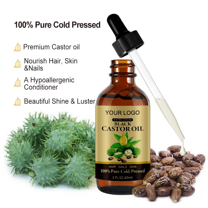 Organic Natural Jamaica Black Castor Oil For Eyelashes And Eyebrows Castor Oil Serum Bulk Cold Pressed Hexane Free Pure