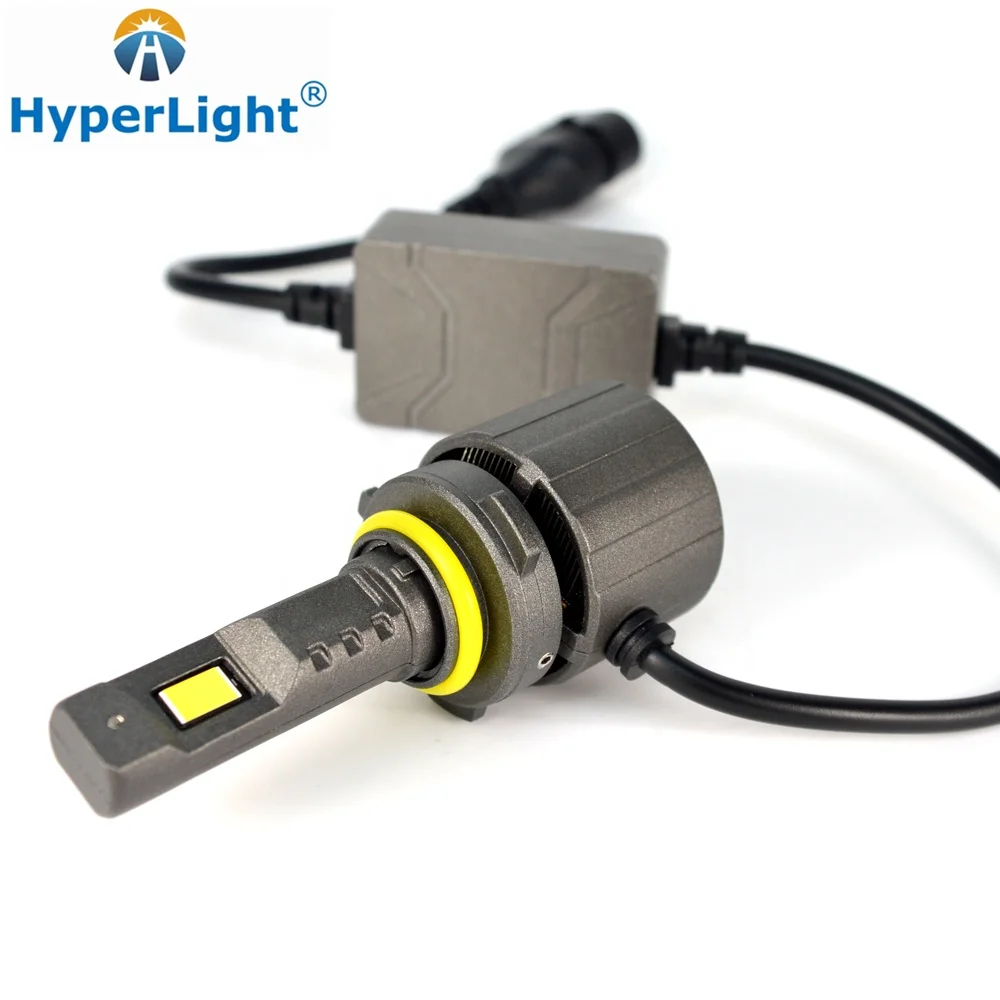 HyperLight P19 car led headlight 7535 chips led bulb 130W transparent headlight glass lens H9 H11 led conversion kit