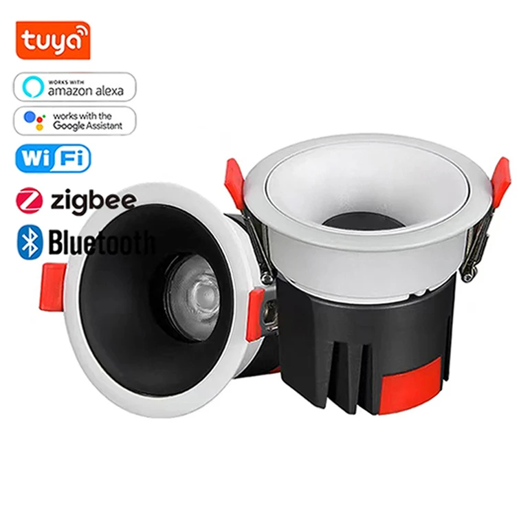 Tuya 0-10v dali led downlight ceiling spotlights zigbee dimmable rgb cct 2700k- 6500k adjustable led smart recessed downlight