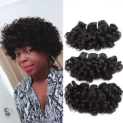Spark Hair  Bouncy Curly Bundles 100% Peruvian Unprocessed Virgin Hair Bundles Short Curly Bob Style Weave Human Hair Extension