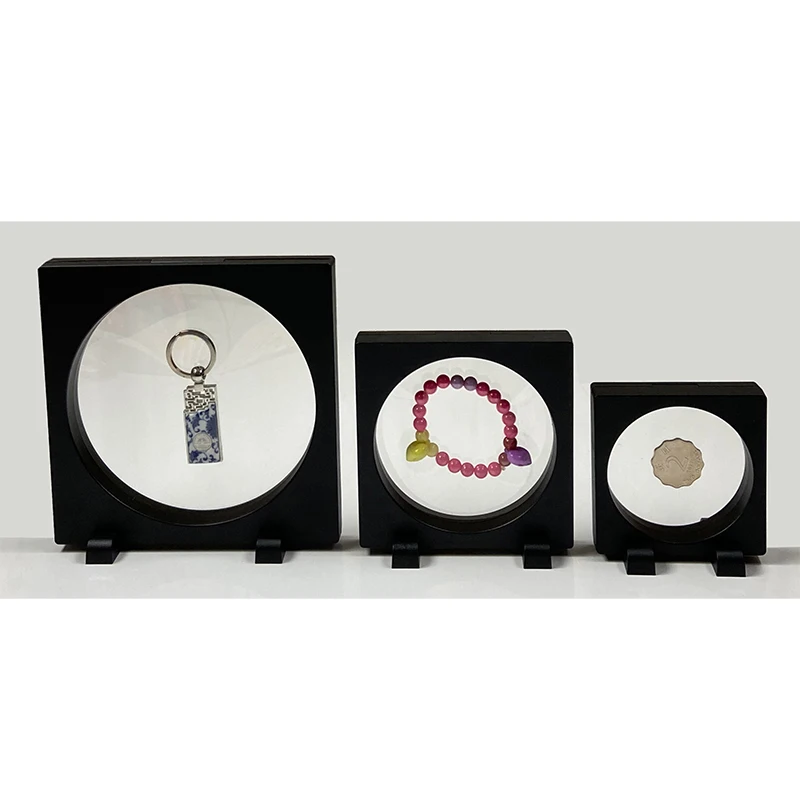 PET Membrane Jewelry Ring Pendant Display Stand Holder Bague Packaging Box Protect Jewellery & Stones Floating Presentation Case
