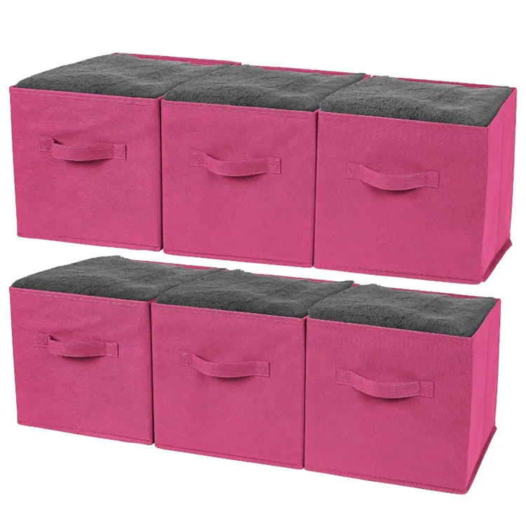 The utility box can be folded Foldable Non-Woven Fabric Storage Cubes 6 Pack Beige