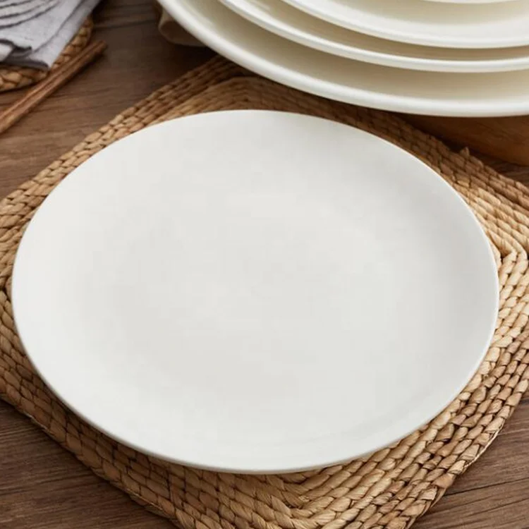 
eco ware white porcelain shallow plates 