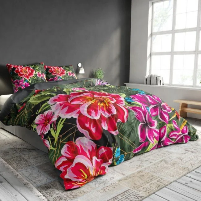 Wholesale luxury 3D digital flower rose printing USA size queen king size 5pcs microfiber duvet cover bedding set bed sheet