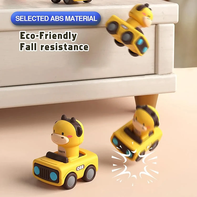 Cartoon Animal Plastic Cute Press And Go Toy Cow  Friction Car Toys For Toddlers Animal Racing Cars
