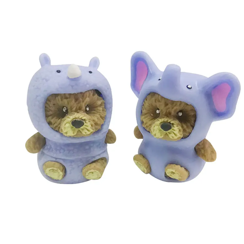 2022 New Small TPR bear playsets toy with Elephant and Rhino animal shape costume