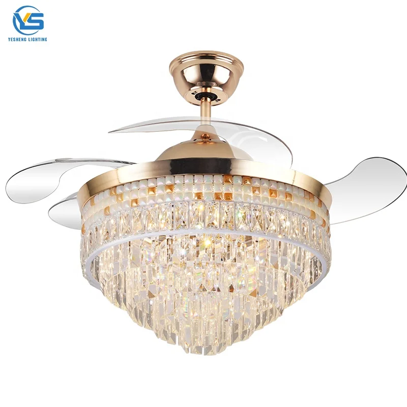 D004 crystal chandelier fan with 42inch with remote control ceiling fans with crystal chandeliers