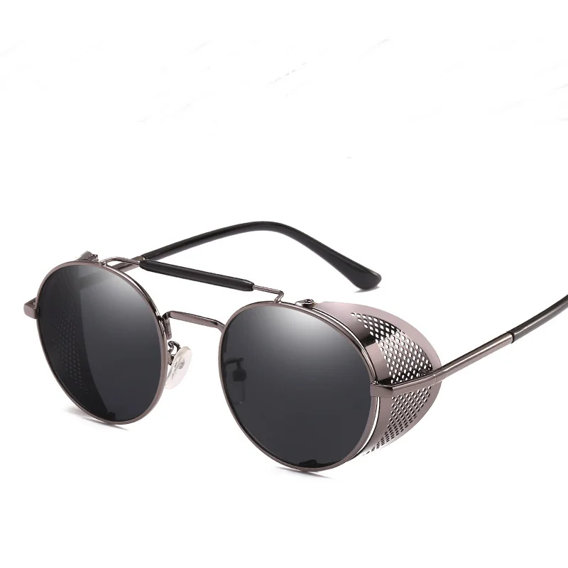 Wholesale high quality retro classic sunglasses round steampunk sun glasses men women metal frame cool