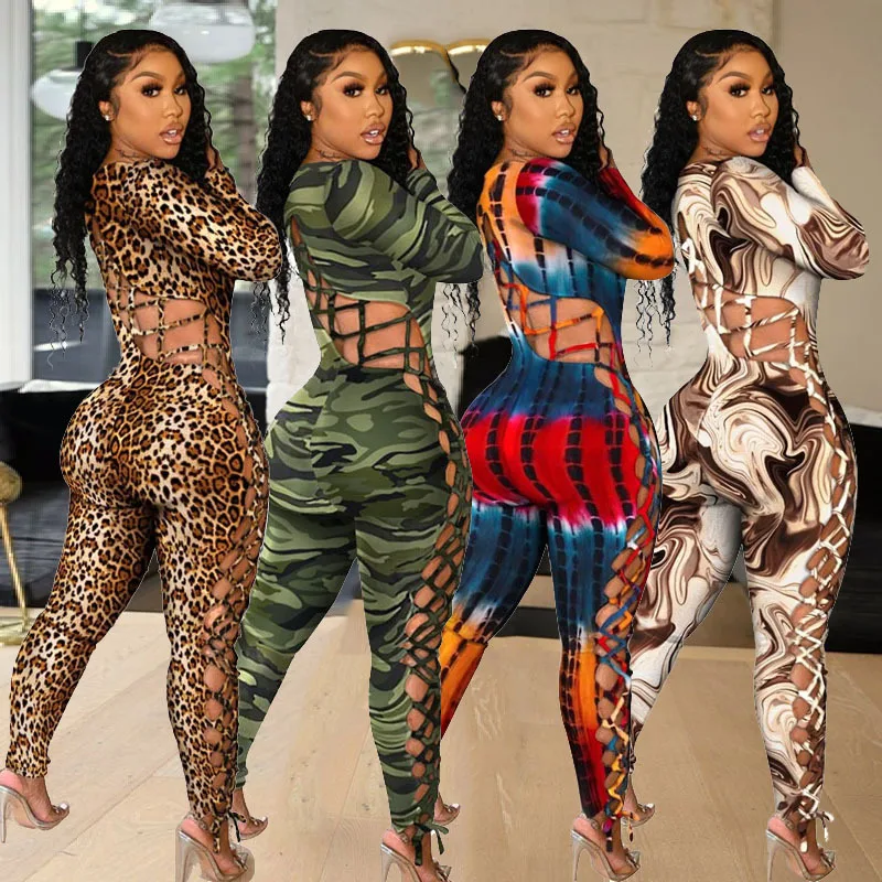 S-5XL Women plus size Floral Printing Plus Size Spring Sexy Design Women Close Fit One Piece Women Jumpsuit