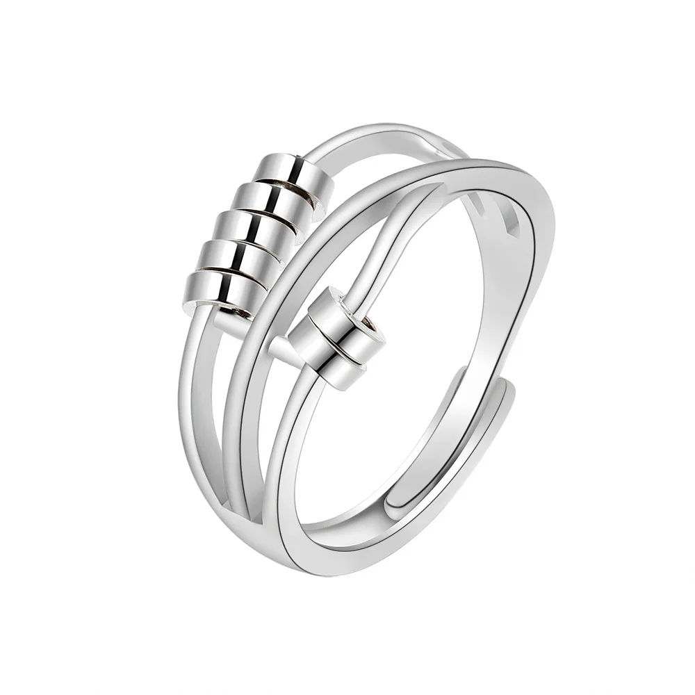 Anti Stress Anxiety Silver Ball Rings 925 Women Men Spinner Fidget Rings Vintage Gold Couple Anillos Jewelry Free Shipping Gift