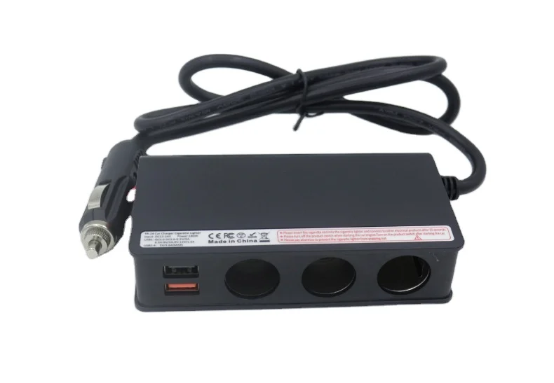 
Portable Car cigarette lighter with switch Munti-funcation 4 usb Ports 180W high power qc3.0 Tr24 smart car phone charger 