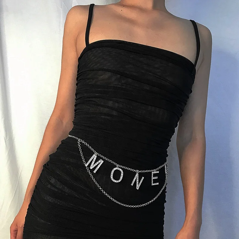 Женская цепочка на талию, универсальная цепочка с подвеской в виде букв с бриллиантами, 2022