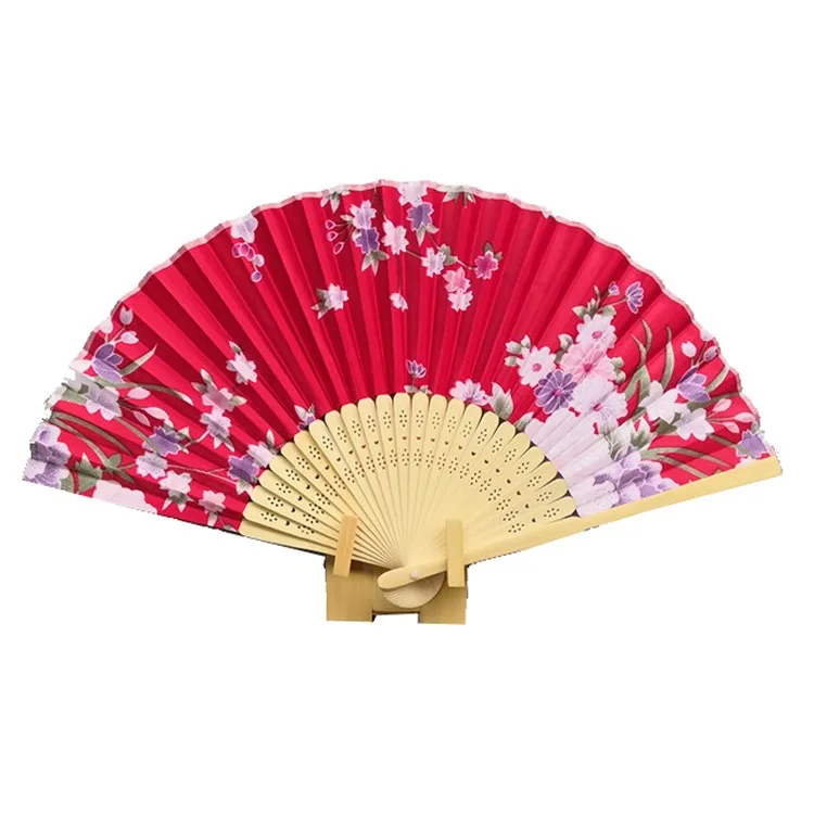 Japanese Style 21cm Dancing Event Party Supplies Photo Prop Custom Bamboo Folk Printing Flower Foldable Hand Folding Fan