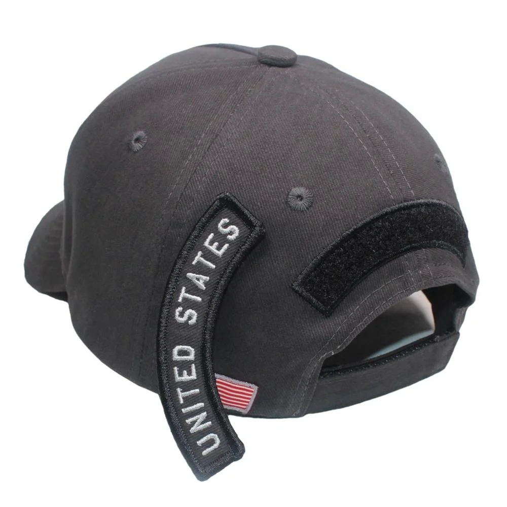 America Flag Hoop and Loop Embroidery Patch Baseball Cap Custom Logo Women Unisex Dark Grey Cotton Men Cap Hats Gorras