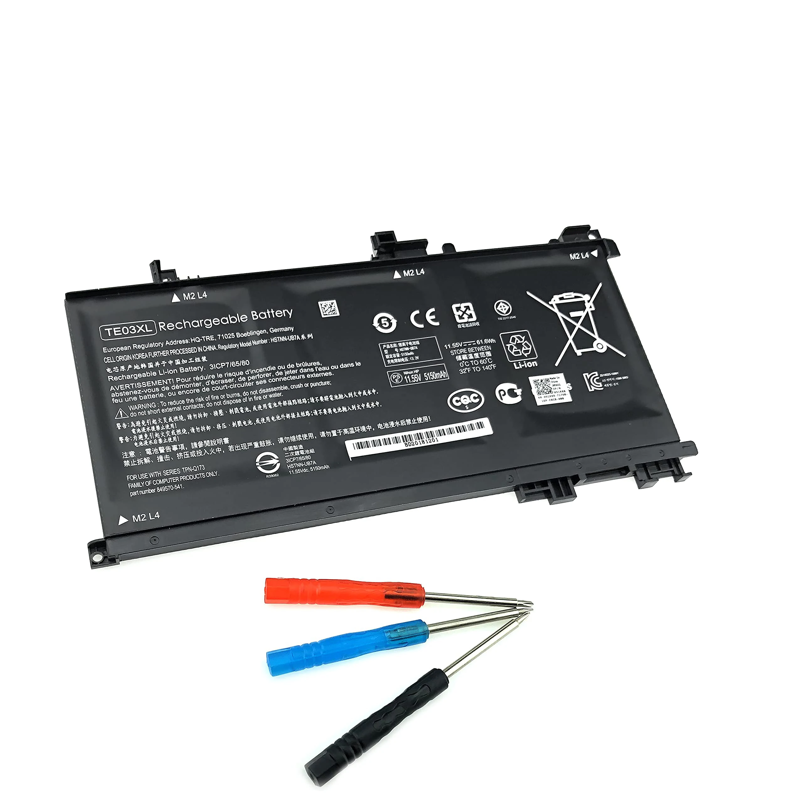 11.55V 61.6WhTE03XL Battery TE0306XL for HP Omen HSTNN-UB7A TPN-Q173 AX020TX 15-AX033TX laptop Battery