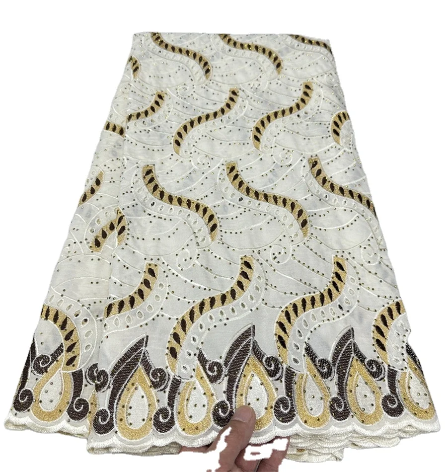 Tofine unusual 100% cotton lace embroidery lace with beads multi color lace materials for women