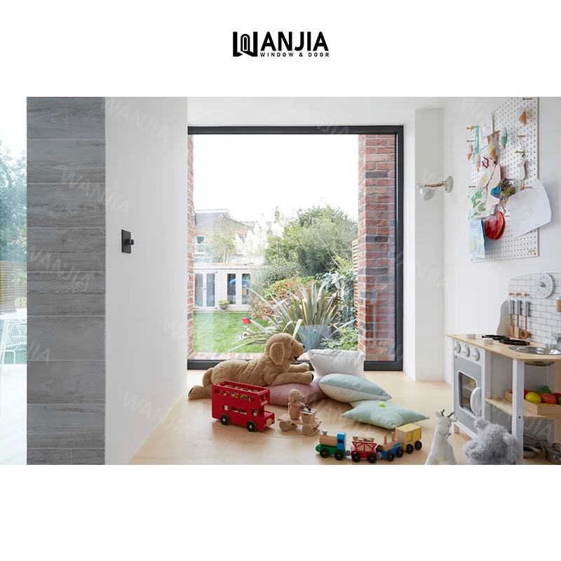 WANJIA Minimalist Design Living Room Heavy Duty Picture Window Custom Soundproof Aluminum Window Custom Glass Fixed Window