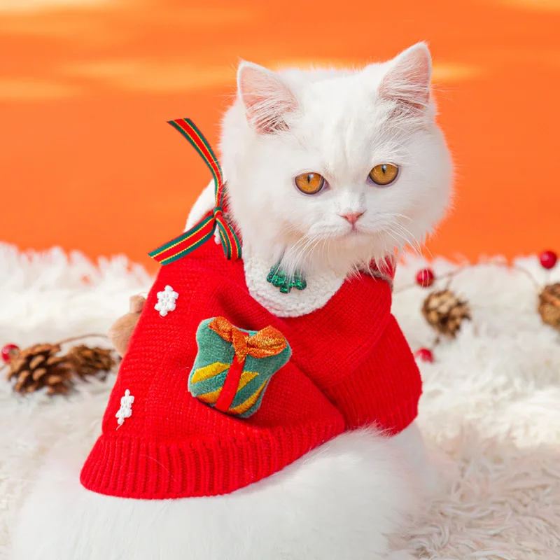 Winter Christmas dog sweater, cat knitted sweater, knitted pet clothes wholesale