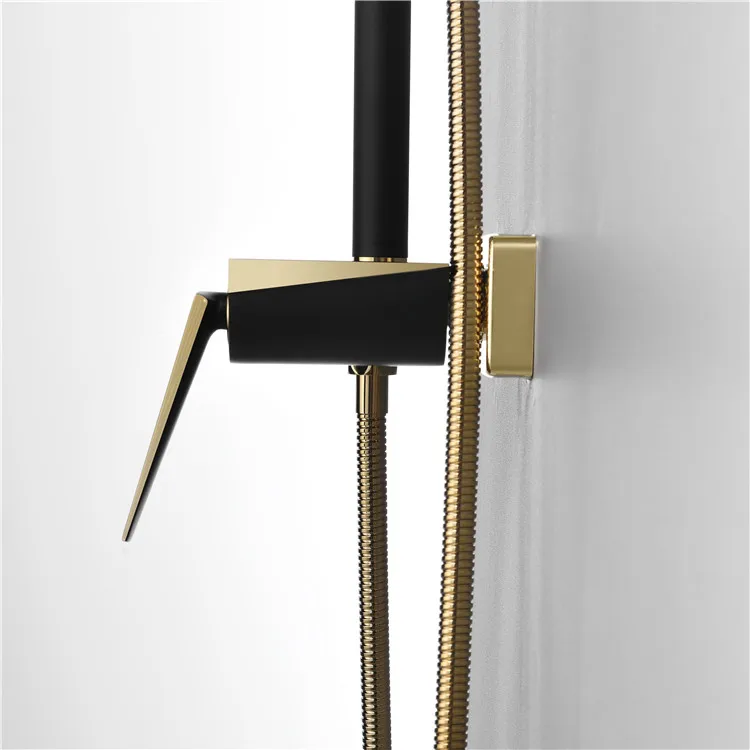 Высококачественный роскошный набор для ванной комнаты, настенный душ черного и золотого цвета, латунный дождевой Душ