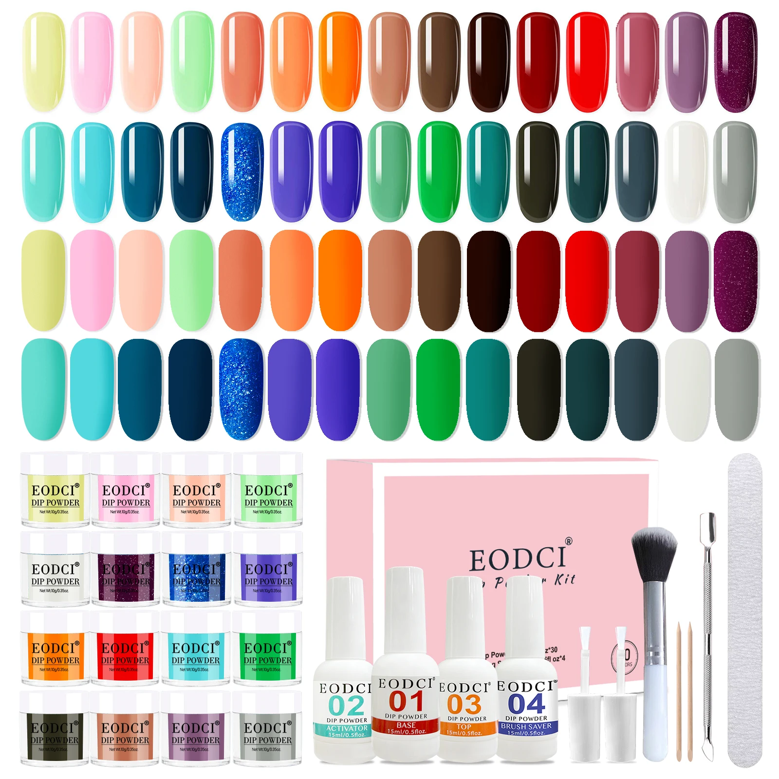 41Pcs Dip Powder Nail Kit Starter Set Nude Pink Dipping Powder System Liquid Set With Base & Top Coat