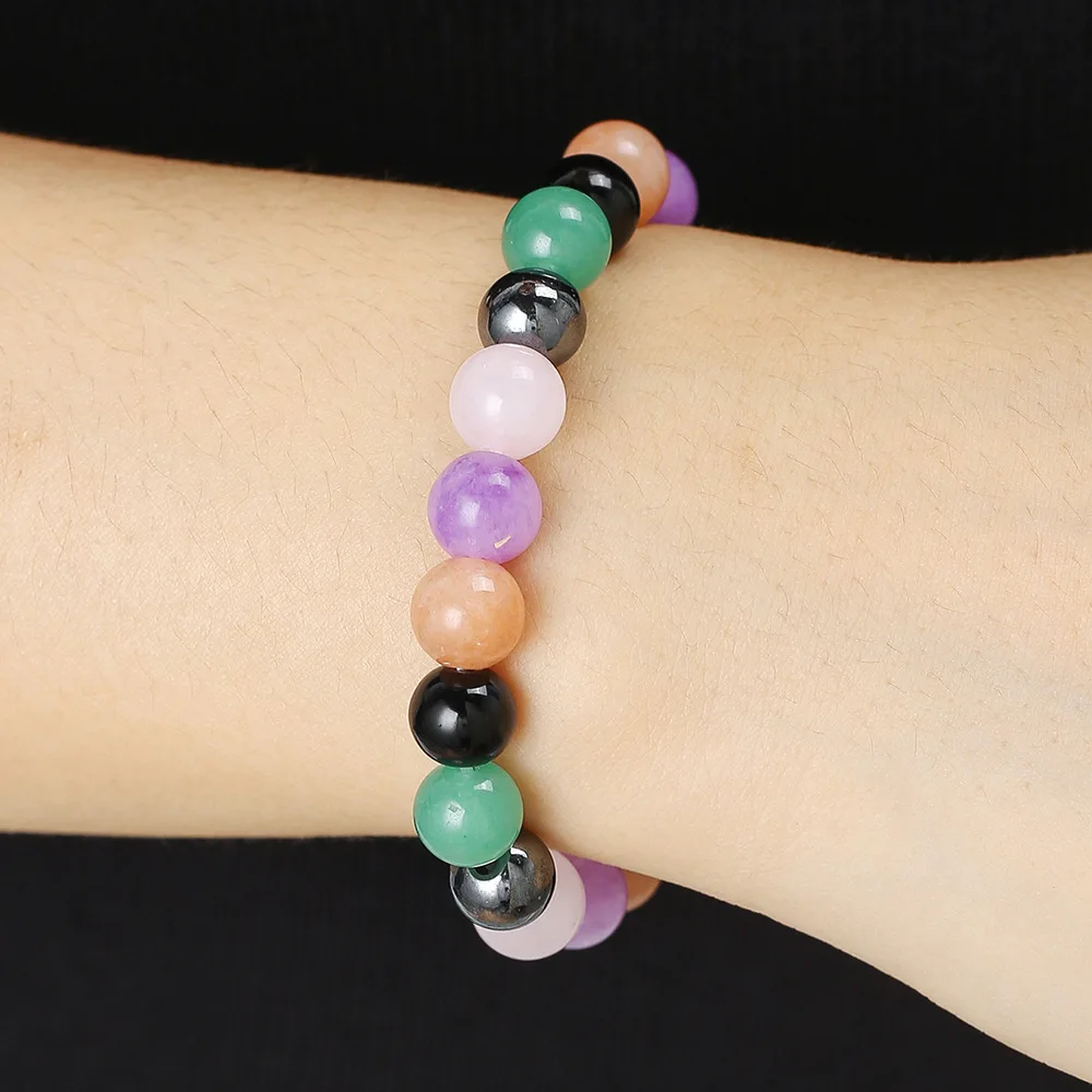 Colored Stone Crystal Beads Elastic Bracelet for Women Aventurine Malachite Beaded Bracelets Jewelry