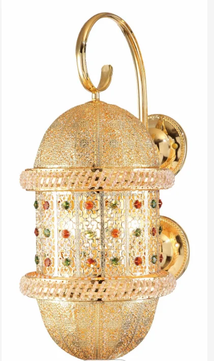 Antique Moroccan lighting Mosque large iron chandelier for Muslim decoration gold for home indoor decoration