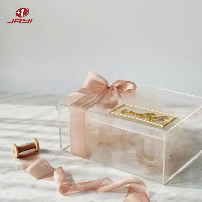 Wholesale Custom High Transparent Acrylic Box with Ribbon