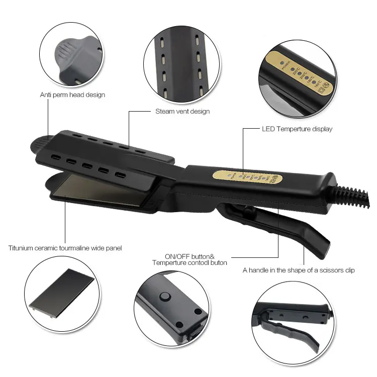 
Steam Flat Iron Custom Bling Crystal Comb Hair Straightener 