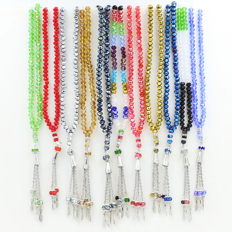 Wholesale Crystal Muslim Rosary Prayer Beads For Jewelry Making 6MM Faceted Rondelle Glass Beads Necklace 99pcs Zhubi