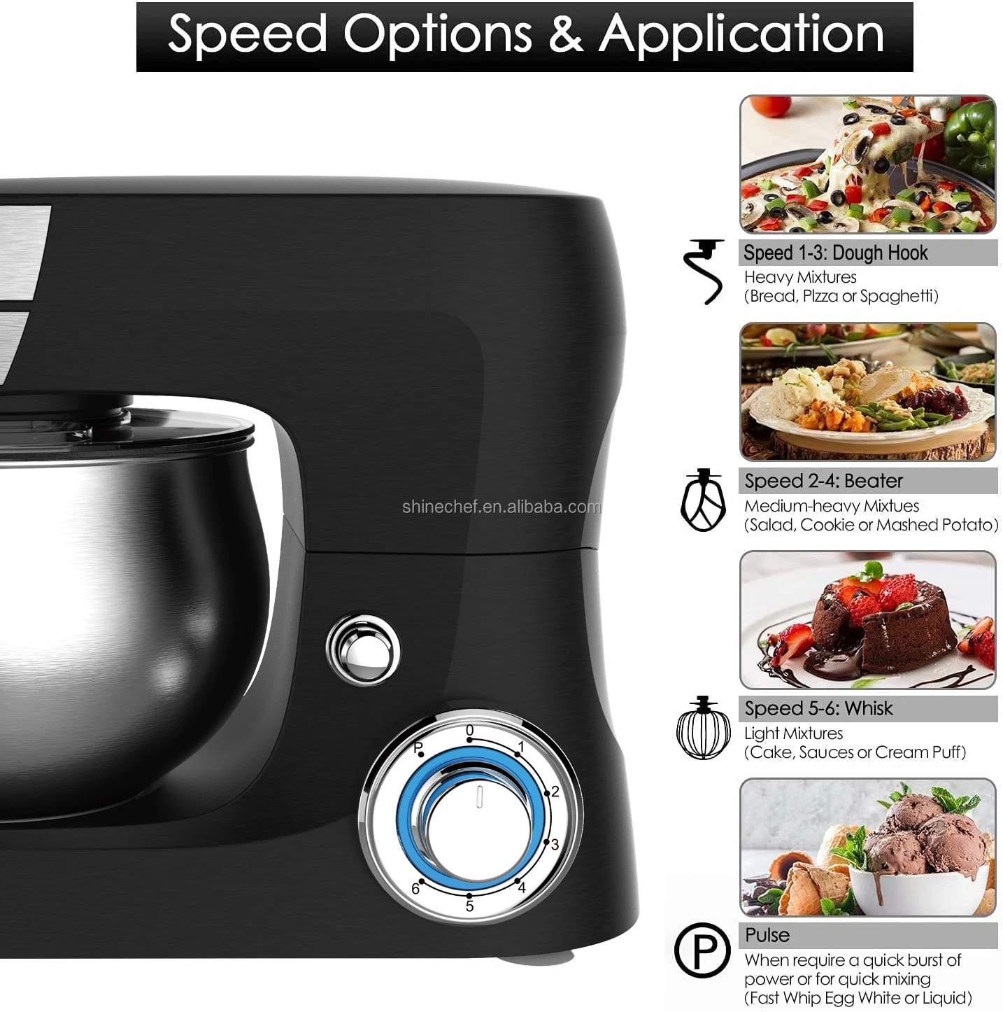 1300W Food Processor Kitchen Appliances 5L Stainless Steel Bowl Electric LED Display Stand Foods Mixer With Meat Grinder Blender