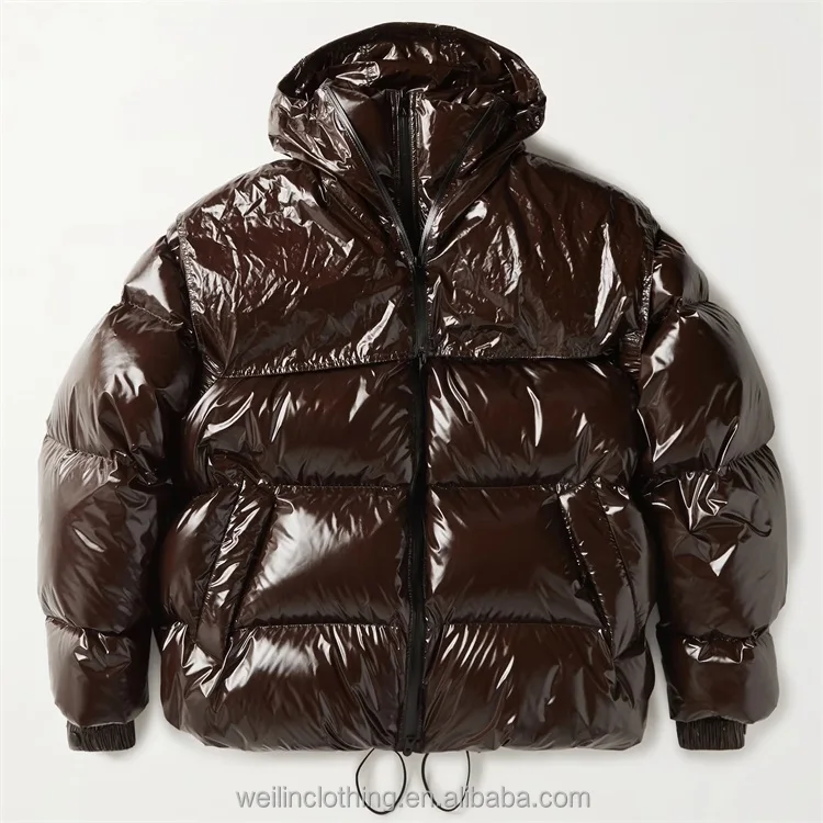 Custom quilted glossed polyamide oversized padded puffer down jacket for men