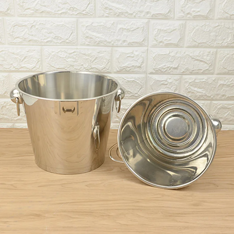 Two Ears Beer Ice Buckets Stainless Steel Champagne Empty Drum Iron Container Ice Bucket with Bottle Opener