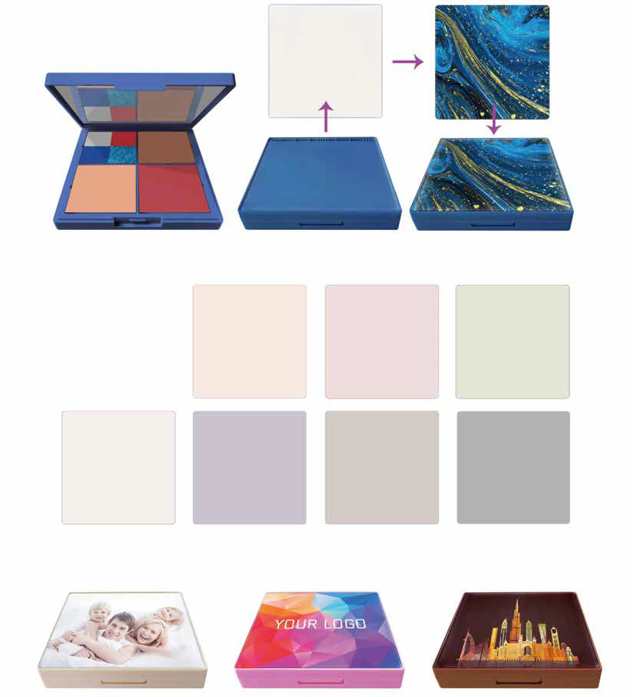 Popular 3D Printing Diy Eyeshadow Pans Magnetic Eyeshadow Palette Diy High Pigment Diy Glitter Eyeshadow