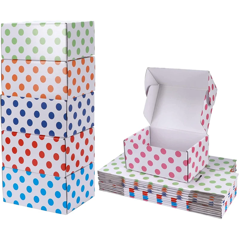 Multi Colored Small Cardboard Mailer Boxes White Gift Shipping Boxes for Women Girl Presents