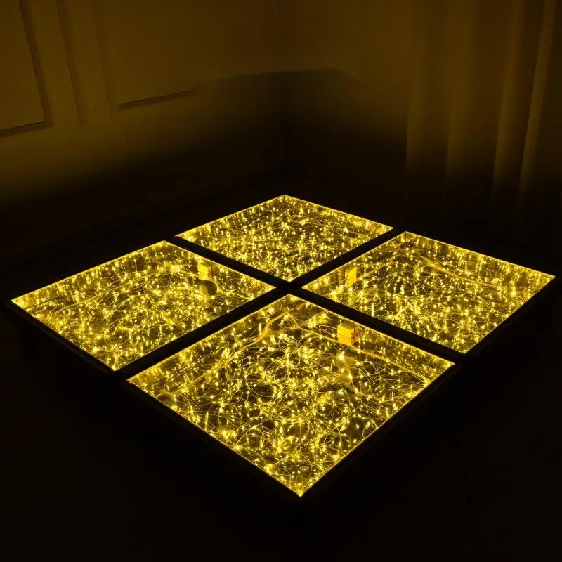 Vorlane Spot monochrome 3D Mirror Stage Floors Golden Infinity DIY Portable Dance Floor For Wedding Party