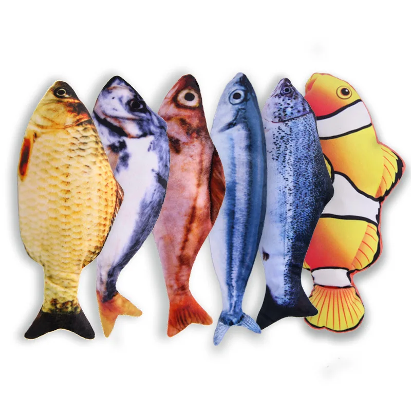 
3D Pet Cat Fish Toy Interactive Gifts Fish Cat Catnip Toys Stuffed Pillow Doll Simulation Fish Playing Electric Cat Toy 