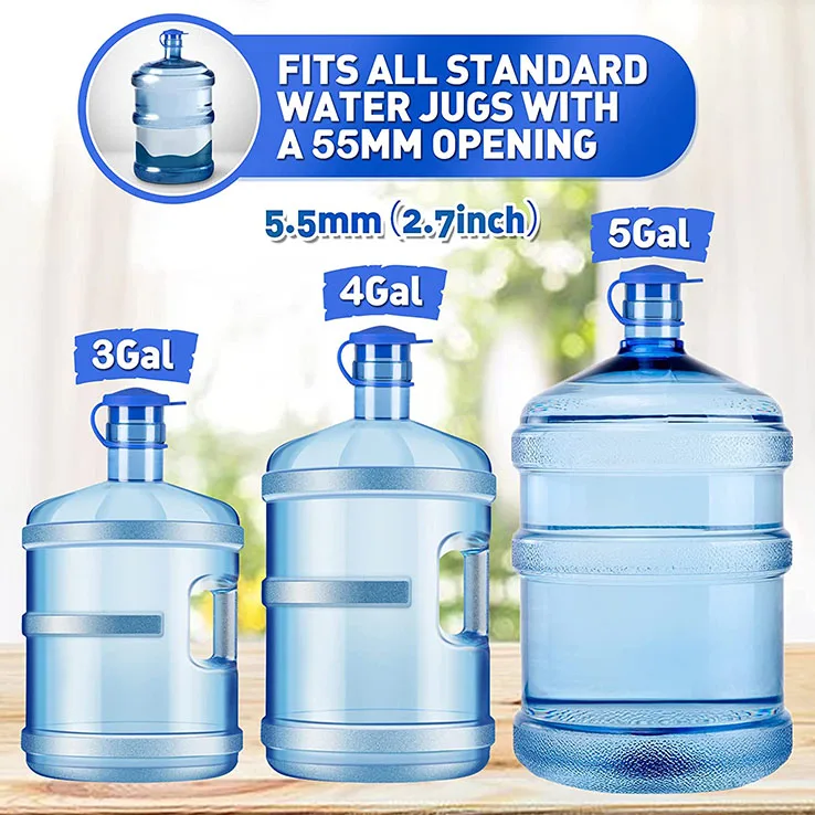 Amazon Hot Selling 5 Gallon Silicone Reusable Water Jug Plug Caps Non Spill Top Lid Cover Cap for 55mm Water Bottle