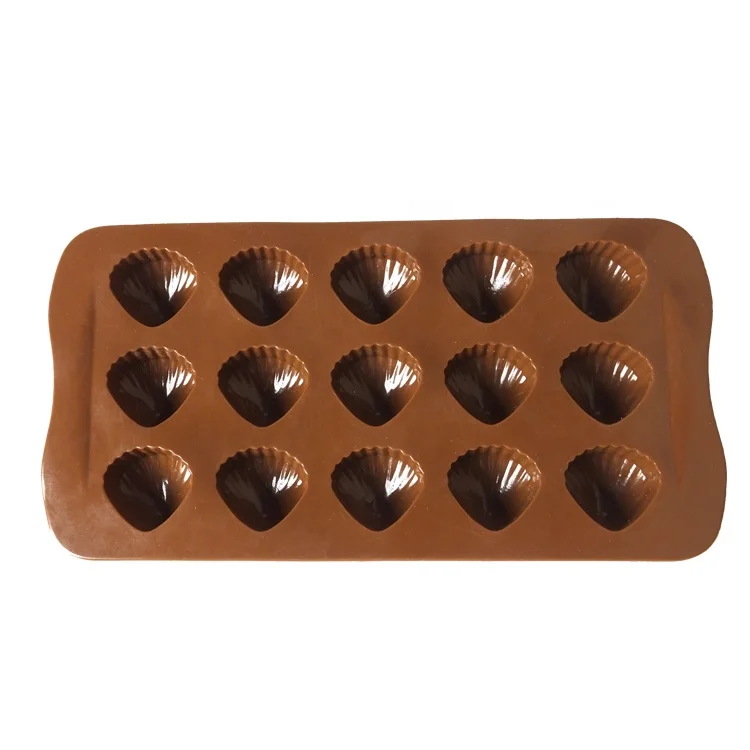 15 Cativies Sea Shell Shape Silicone Candy Chocochip Chocolate Wafer Mould Ice Cube Tray