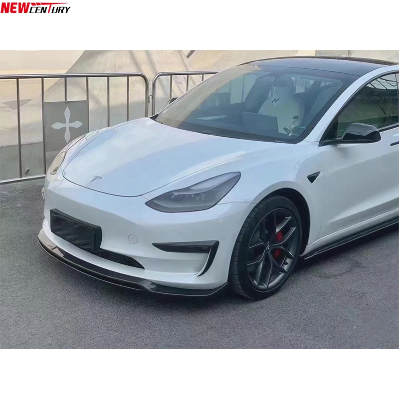3K Carbon Fiber Kit Front Lip Spoiler Side Skirts Rear Diffuser Splitter Trunk Spoiler For Tesla Model 3 2019 2020