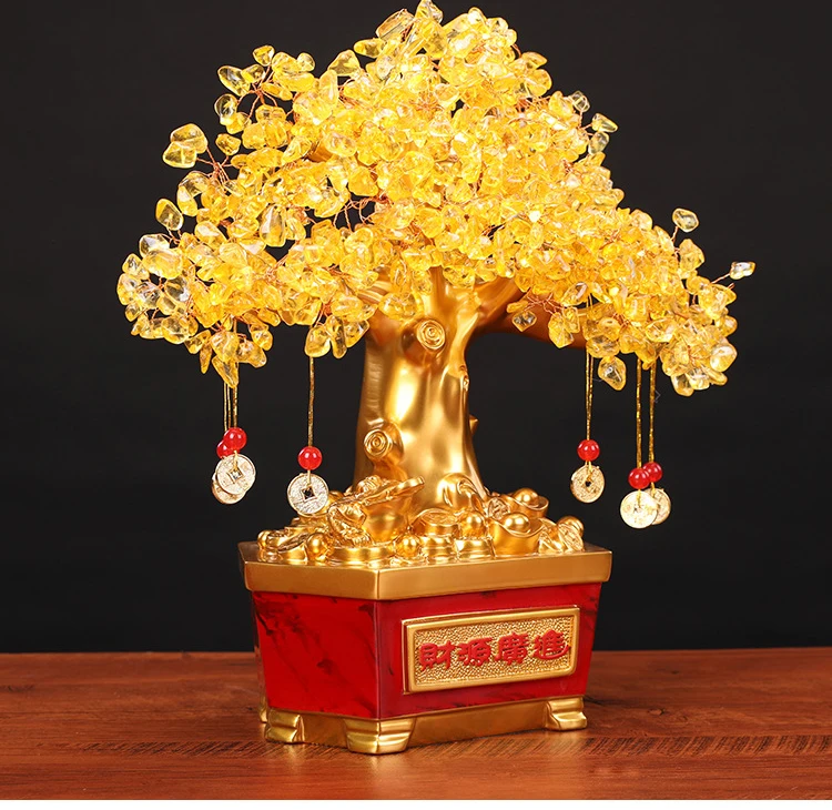 Office shop wine cabinet opening gift citrine fortune tree lucky
