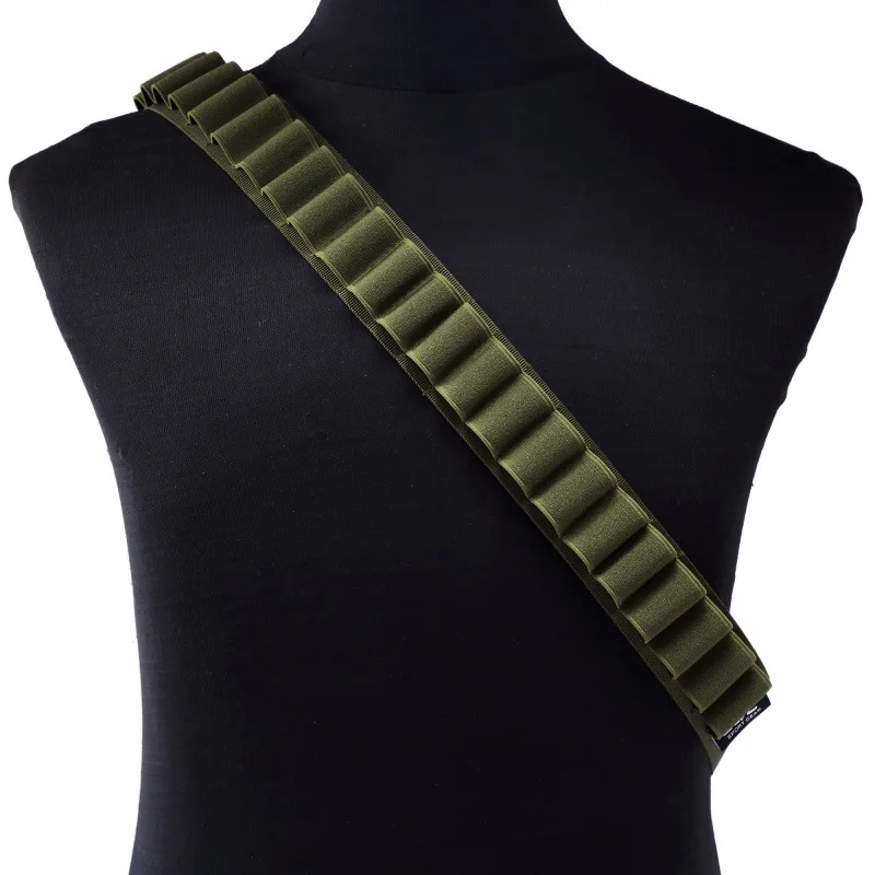 Tactical 27 Rounds Cartridge Bandolier Ammo Belt Shell Holder for Outdoor Hunting Shooting 12/20 Gauge  2 Point Gun Slings