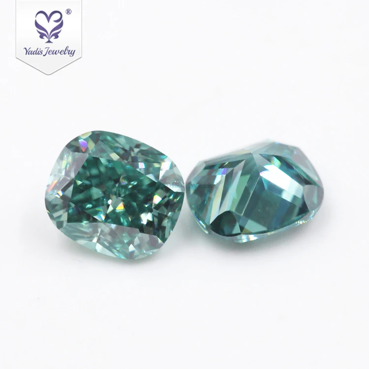 Yadis moissanite green for engagement ring long cushion cut loose moissanites jewelry value per carat