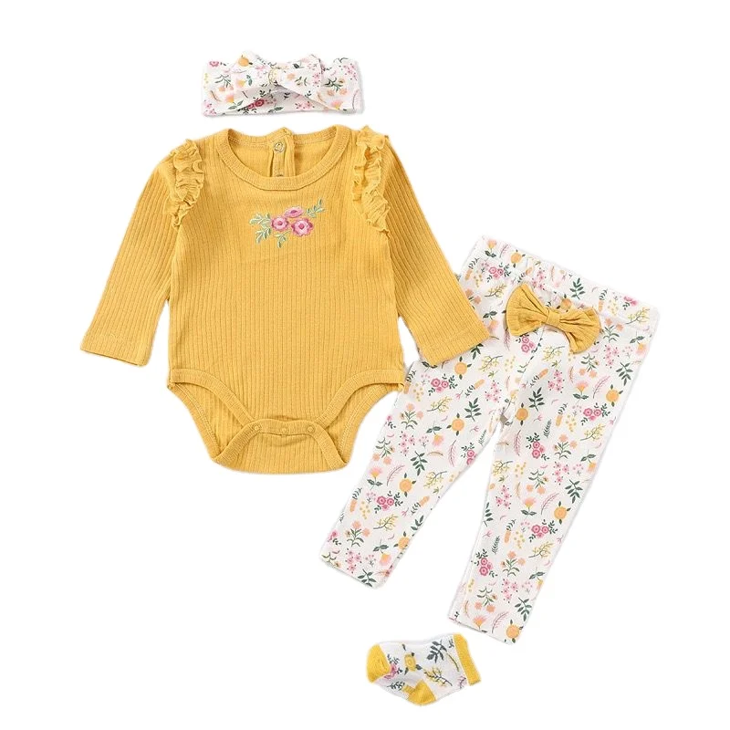 ins 2023 foreign trade newborn baby spring and summer long sleeve girl baby fart coat male treasure 3-piece factory direct sales