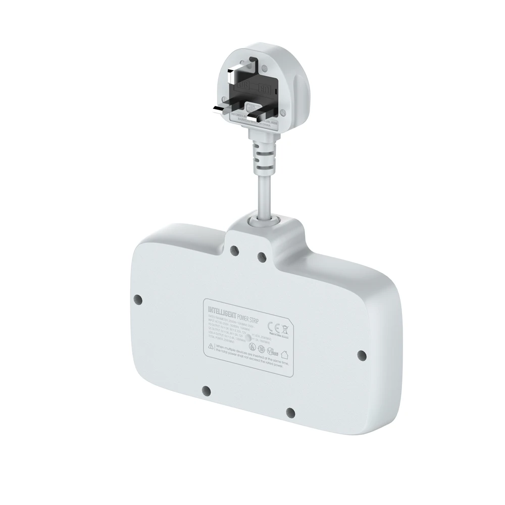 LDNIO SK2492 White UK Plug Extension Strip with 4 USB 2AC Ports Independent Switch Electric Home Wall Charger Socket Outlet