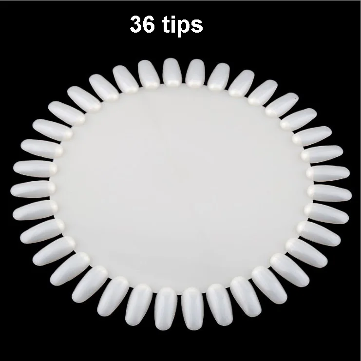 36tips/set Nail Polish Color Card Chart Display Round Nail Art Practice Wheels False Nail Tips Manicure Supplier