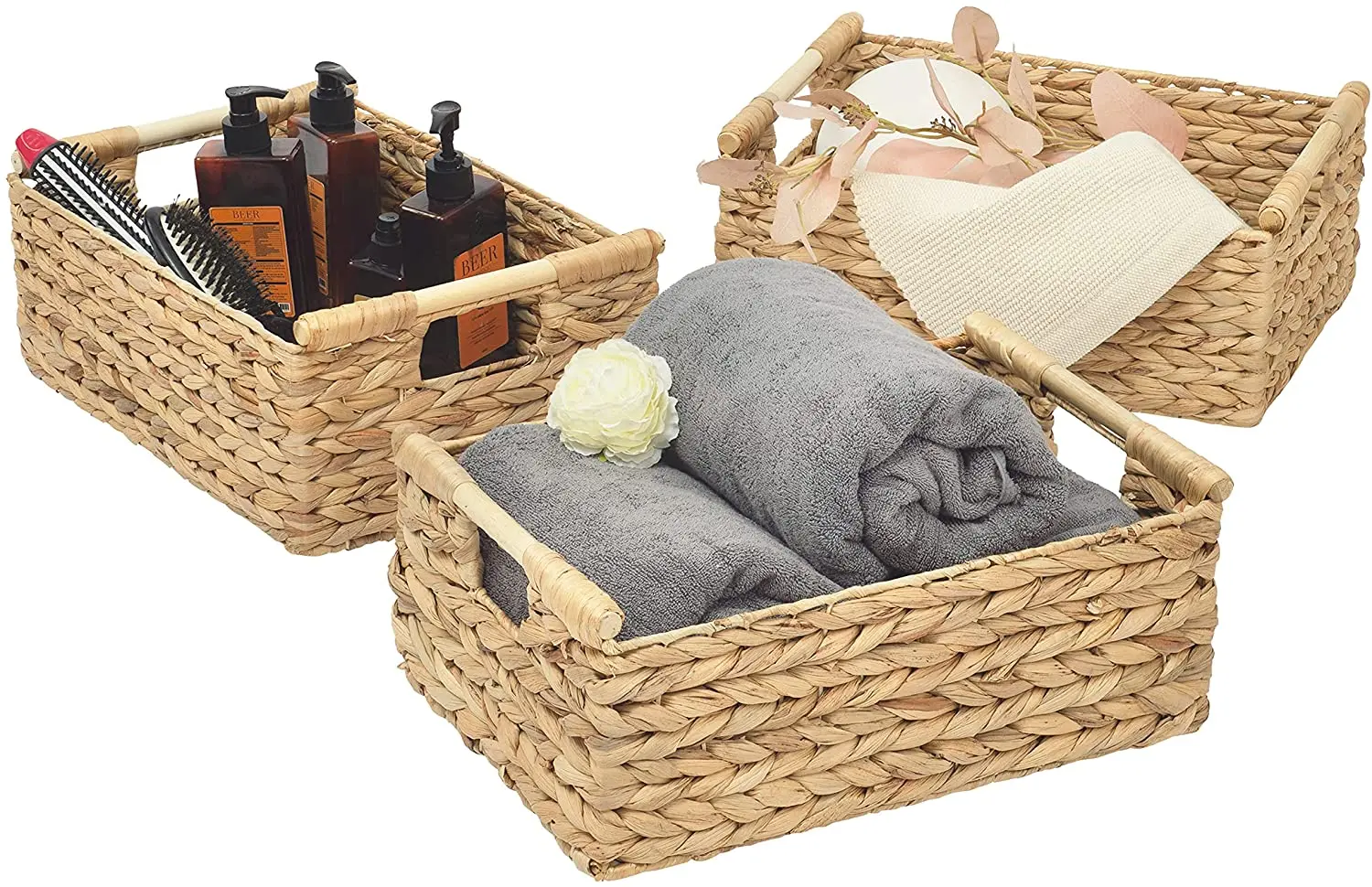 Vietnamese Rectangular Crafts Natural Household Storage Basket Woven Vegetable and Fruit Tray Water Hyacinth Woven Basket
